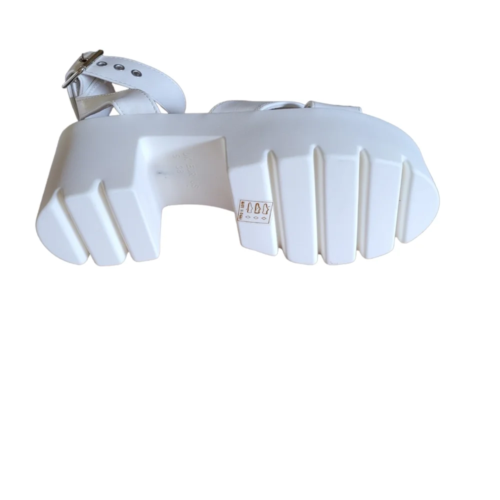 White Platform Ankle-Strap Sandal for Women